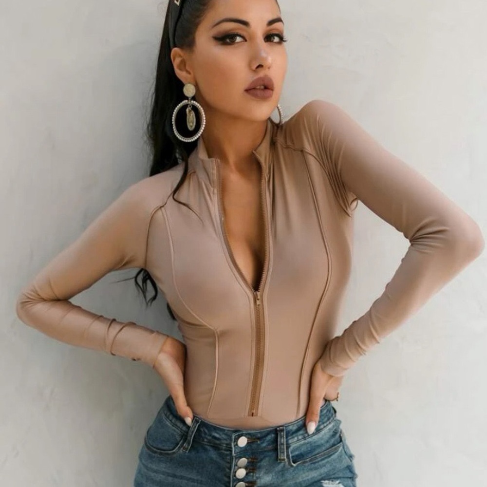 Zip Up Long Sleeve Bodysuit | Activewear